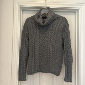 Burgess Charli Cowl Neck Luxury Cotton Sweater Gray Small